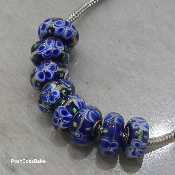 Lot of 8 Metal Core Murano Glass Beads for Pandora Trollbeads Chamilia a… - Picture 8 of 10